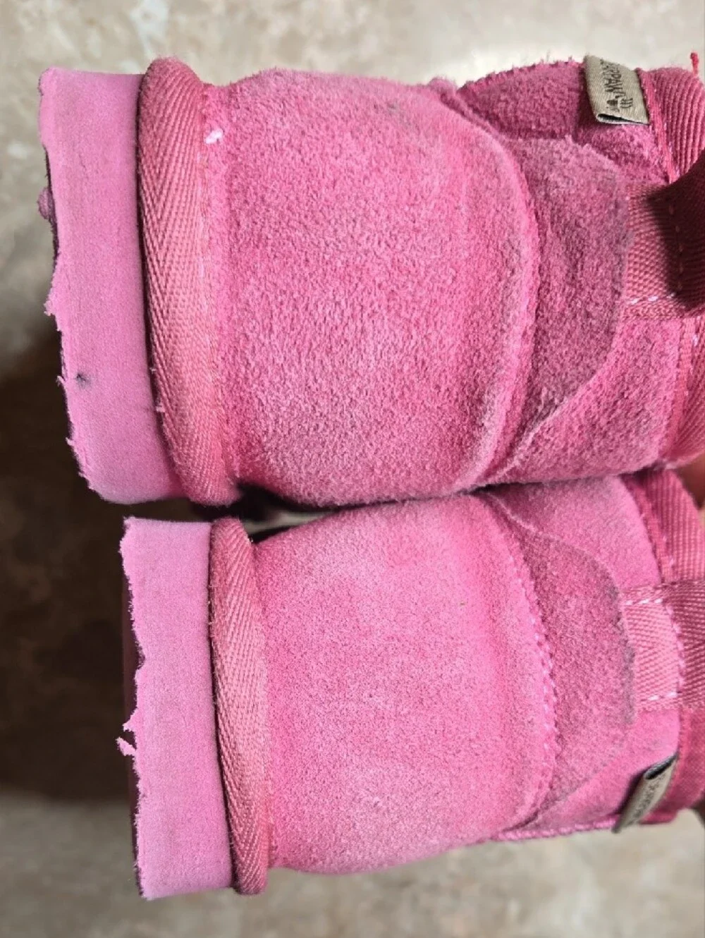 BearPaw Kids Pink Suede Fleece-Lined Boots
